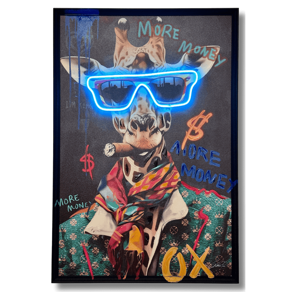 Real painted - More Money Giraffe | Led Wall Art