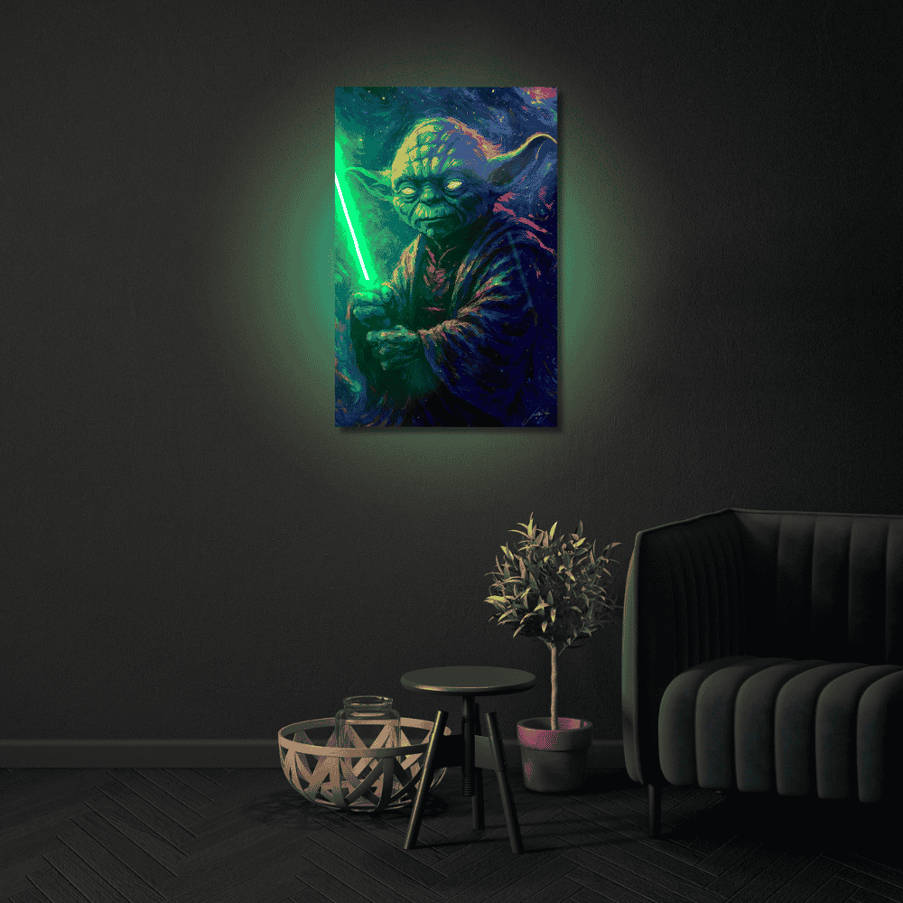 Mystic Yoda - The Force is Bright| Led Wall Art