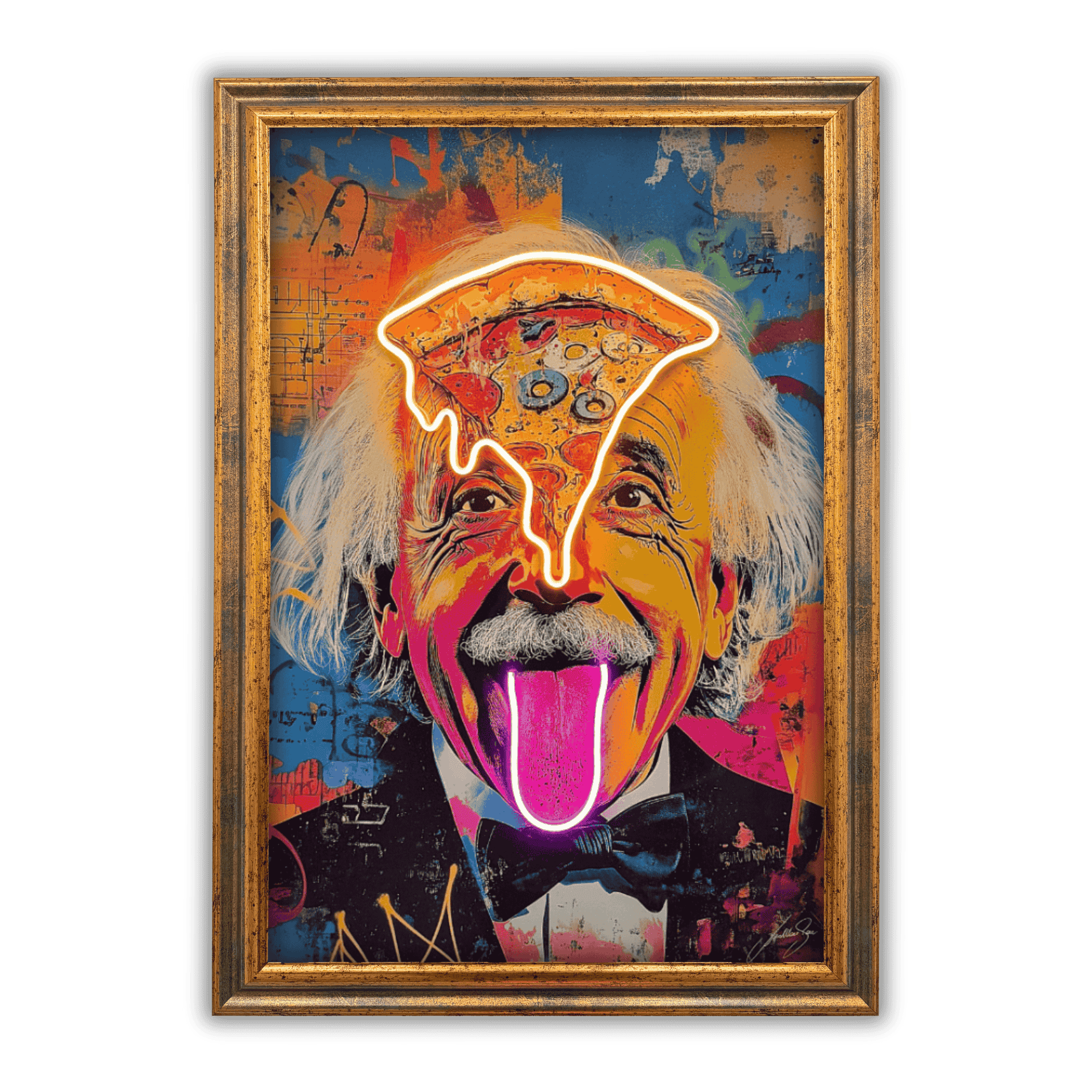 Einstein Pizza Pop LED Wall Art | Lighted Painting | LEDMansion