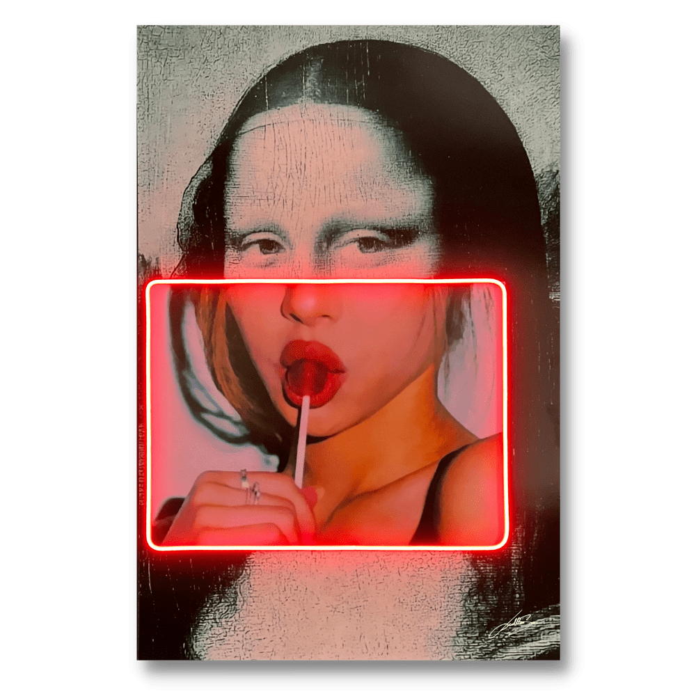 Pop Art Led Wall Art | Gioconda Painting Mona Lisa Lollipop