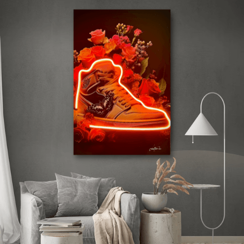 Basketball Shoes with Butterfly v.1 - LEDMansion, Neon Art Painting | Basketball Shoes with Butterfly Art | LEDMANSION