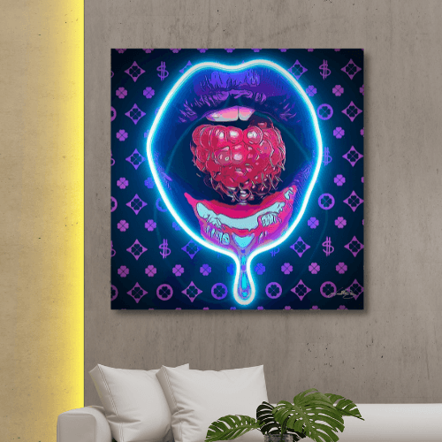 Fruit Passion Lips v.1 - LEDMansion,Artwork For Bedroom | Neon Passion Lips Poster | LEDMANSION