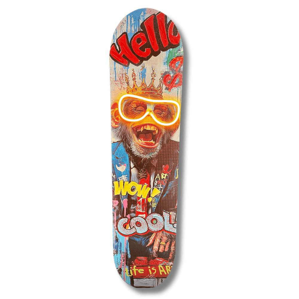 Neon Ape King – Handmade LED Skateboard