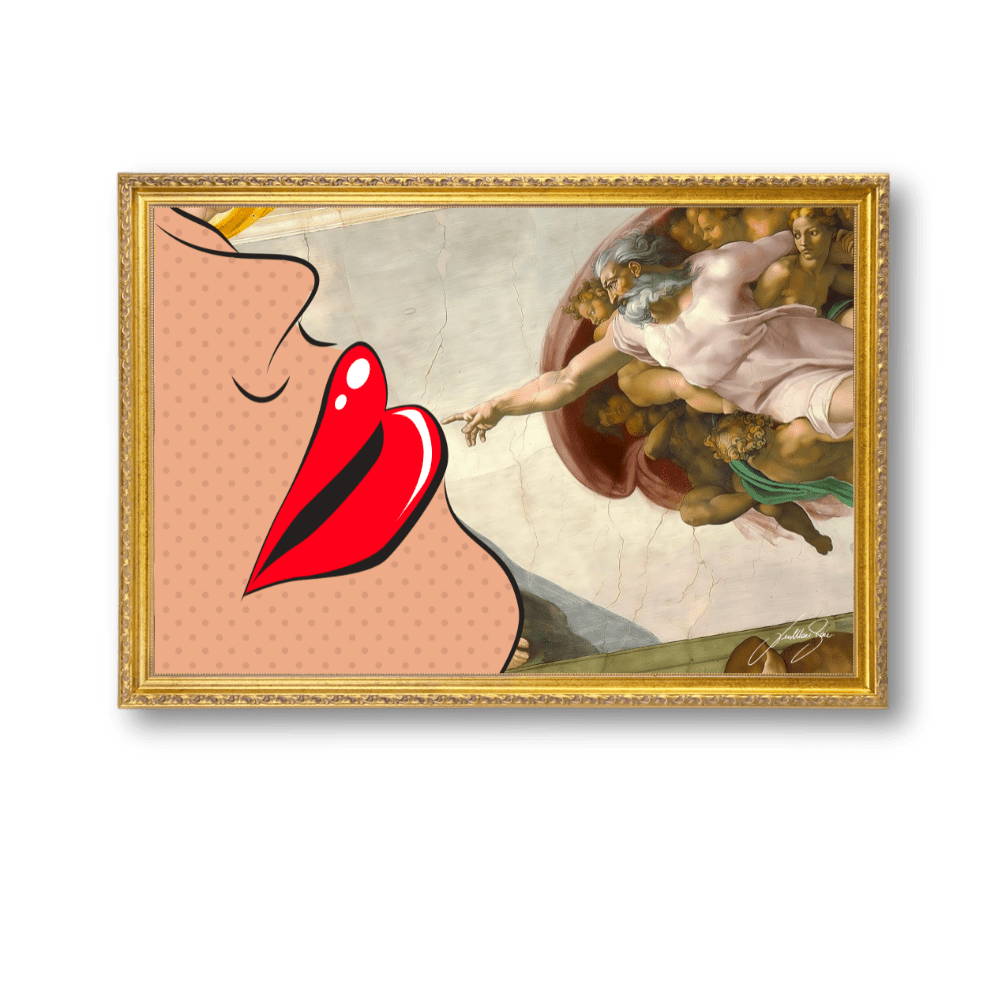 Creation Of Adam Lips | Poster Edition - LEDMansion | Led Wall Art