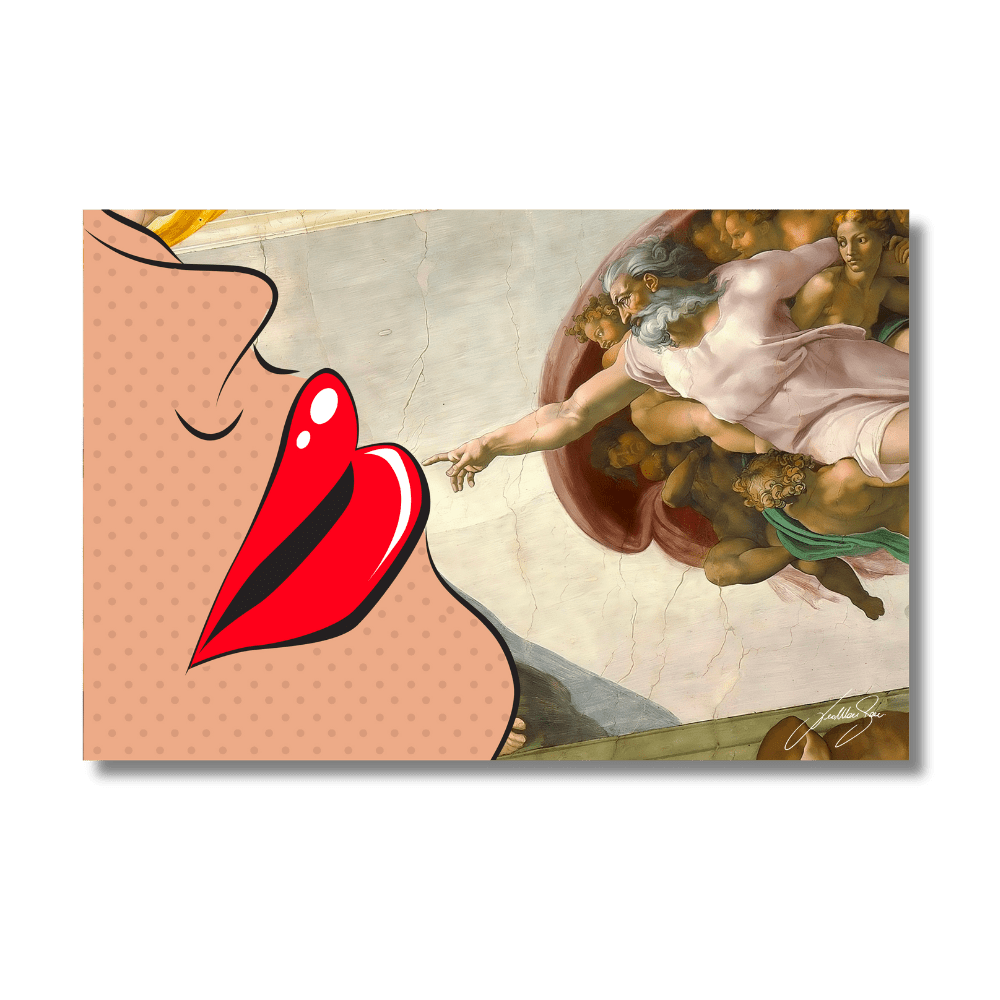 Creation Of Adam Lips | Poster Edition - LEDMansion | Led Wall Art