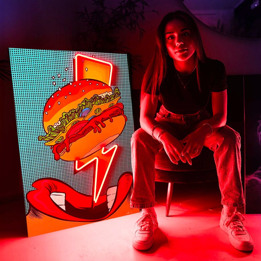 Flash Burger Pop Art | Led Wall Art - LEDMansion | Led Wall Art