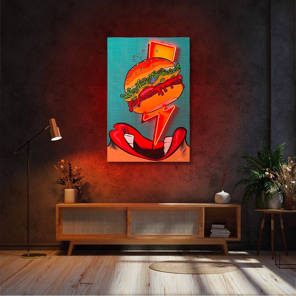 Flash Burger Pop Art | Led Wall Art - LEDMansion | Led Wall Art