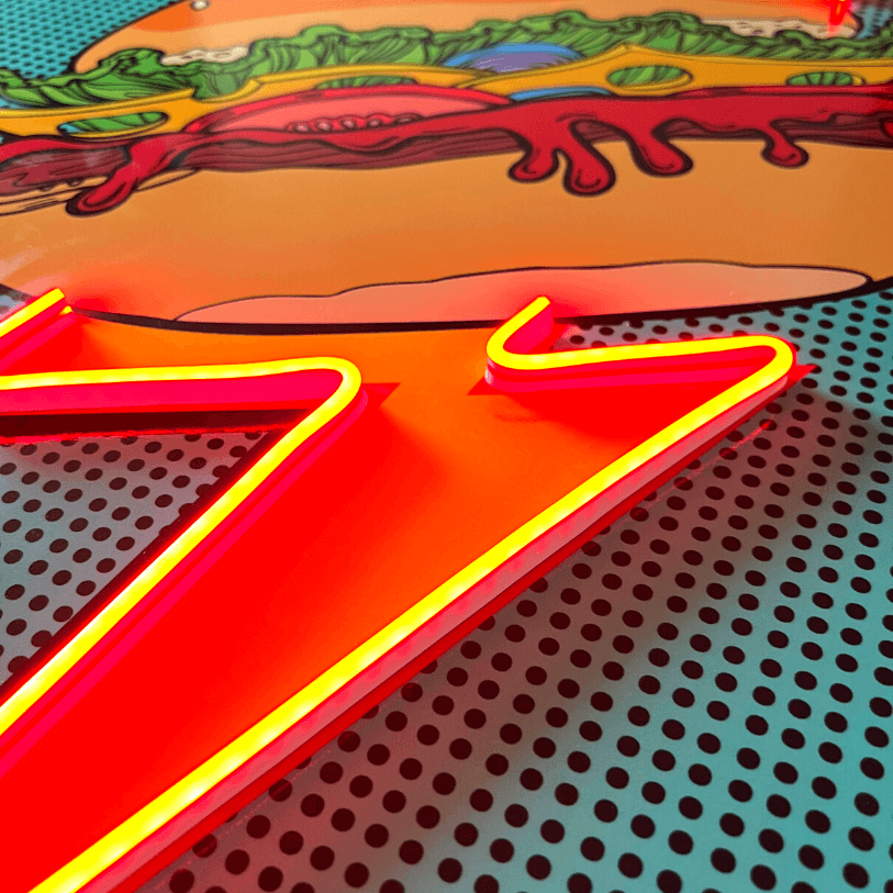 Flash Burger Pop Art | Led Wall Art - LEDMansion | Led Wall Art