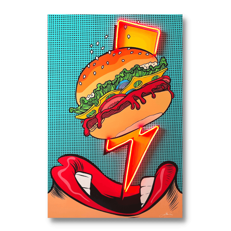 Flash Burger Pop Art | Led Wall Art - LEDMansion | Led Wall Art