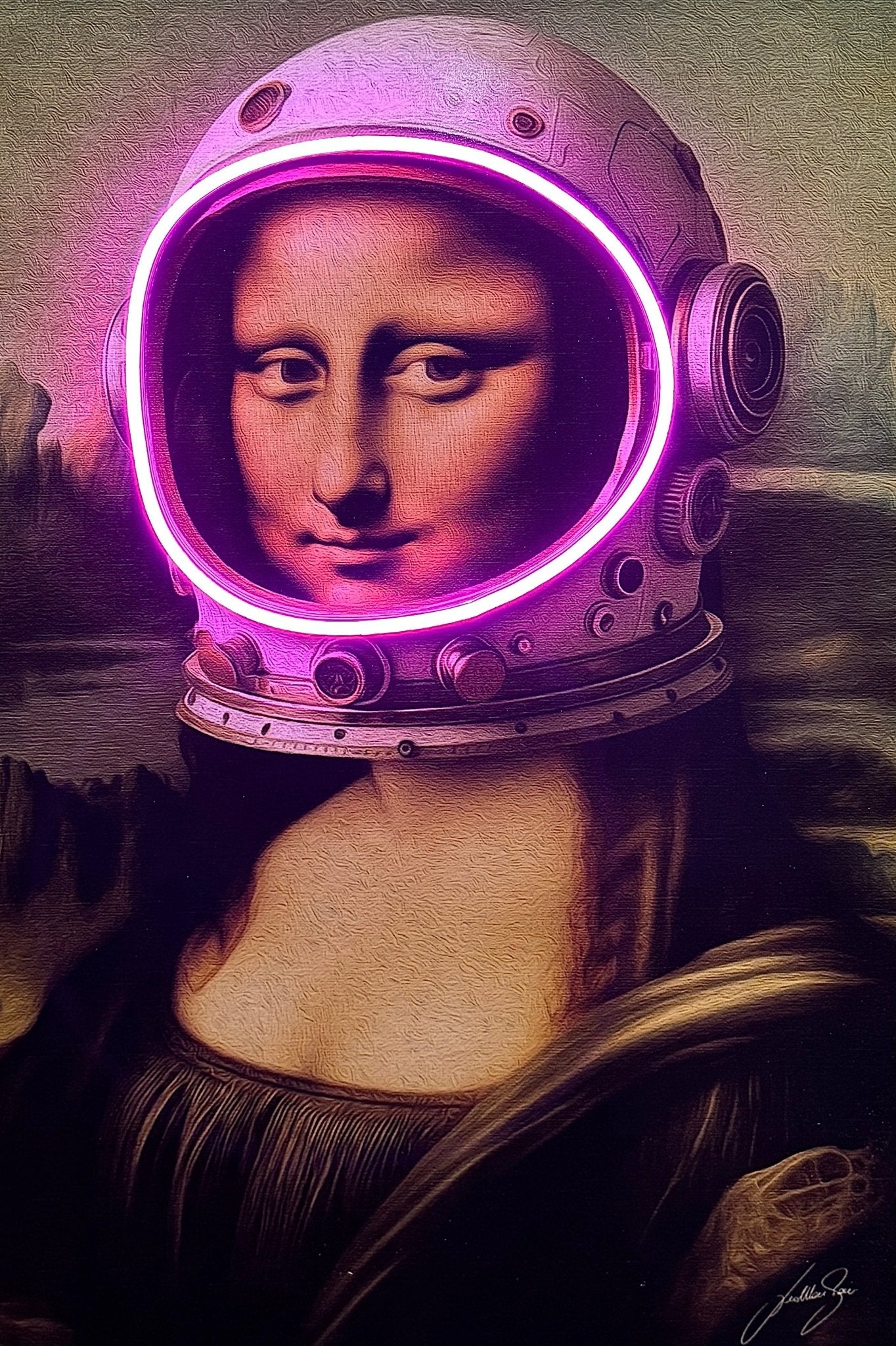 Gioconda Astronaut | Led Wall Art - LEDMansion | Led Wall Art