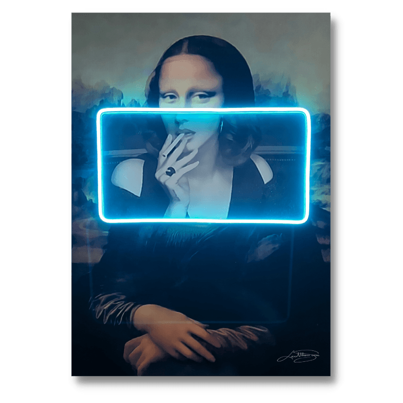 Gioconda Smoking | Led Wall Art - LEDMansion | Led Wall Art