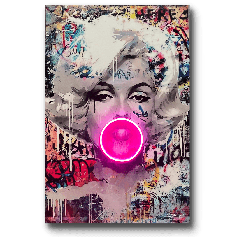 Street Art Painting | Marilyn Bubblegum Neon Street Art | LED Mansion