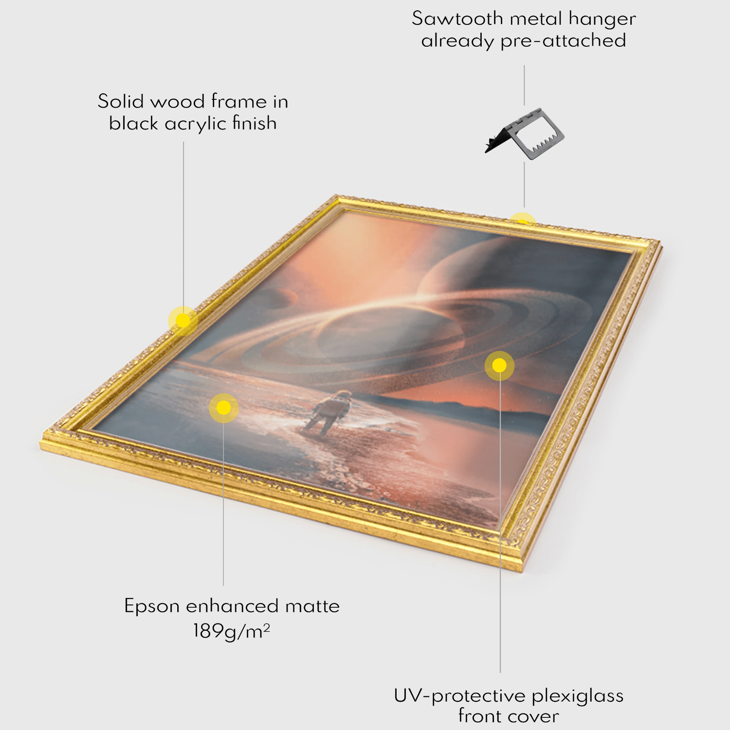 Retro Gold Frame - LEDMansion | Led Wall Art